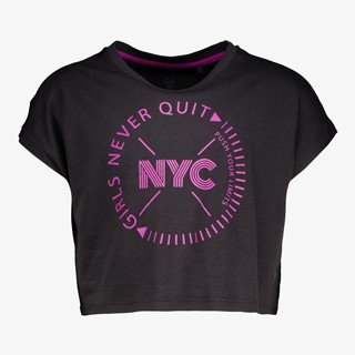 Osaga meisjes cropped sport T-shirt zwart/roze