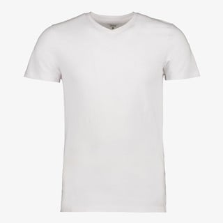 Unsigned heren  T-shirt wit katoen V-hals