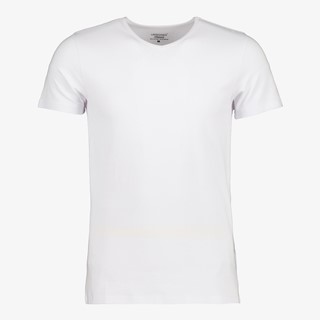 Unsigned heren T-shirt wit v-hals