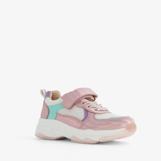 TwoDay leren meisjes sneaker wit metallic roze