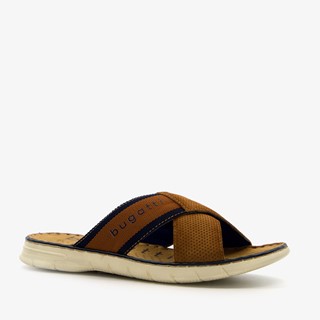 Bugatti leren slippers met leren voetbed cognac online bestellen