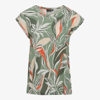 TwoDay dames T-shirt met bladeren print groen