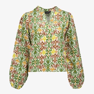 TwoDay dames mousseline blouse groen met print