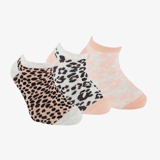 3 paar kinder sneakersokken met panterprint