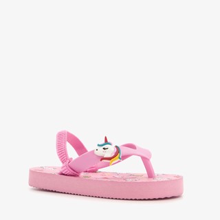 Roze meisjes teenslippers met unicorn