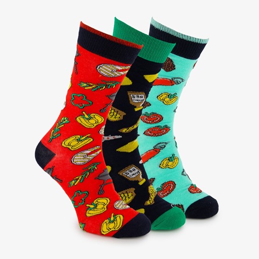 3 paar herensokken met barbecue print