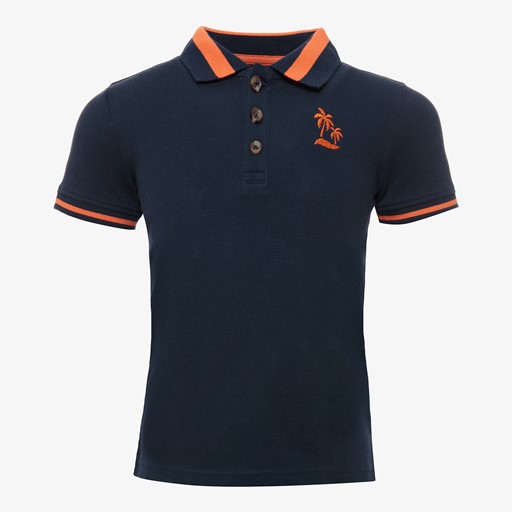 Jongens polo donkerblauw oranje