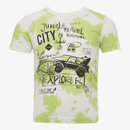 Jongen tie dye T-shirt wit groen