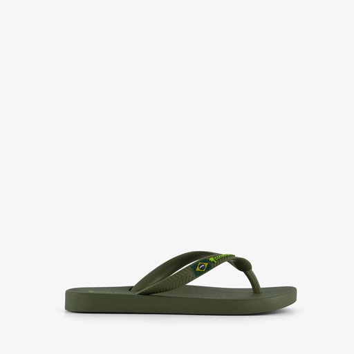 Kinder teenslippers kaki groen