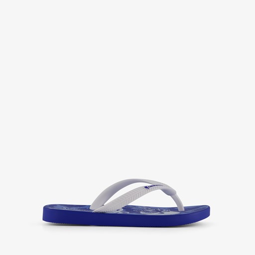 Kinder teenslippers blauw met print