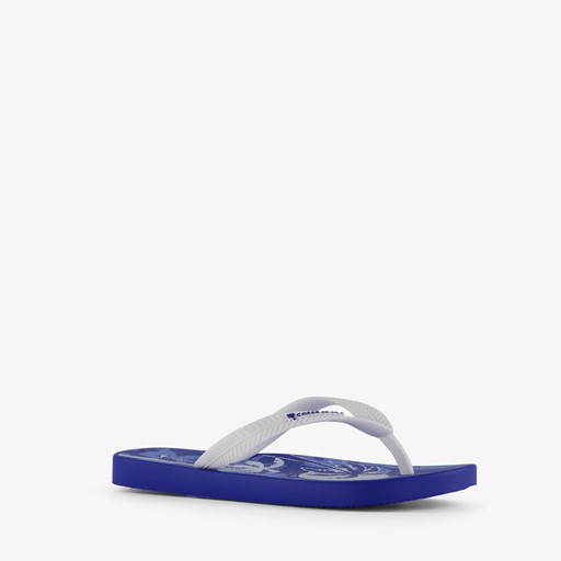 Kinder teenslippers blauw met print