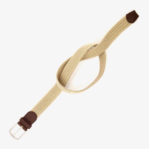 Gevlochten heren riem beige bruin