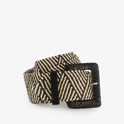 Gevlochten dames riem zigzag zwart wit