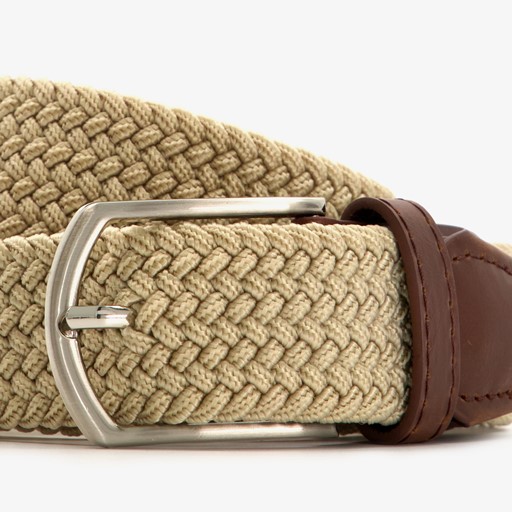 Gevlochten heren riem beige bruin