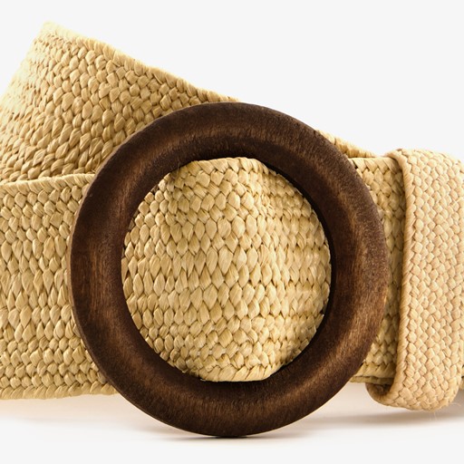 Gevlochten dames riem beige