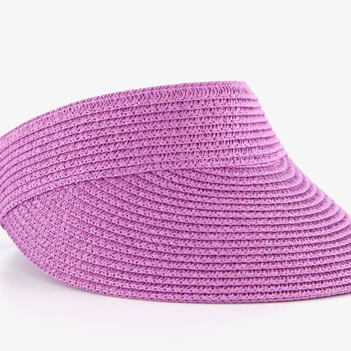 Dames stro zonneklep paars
