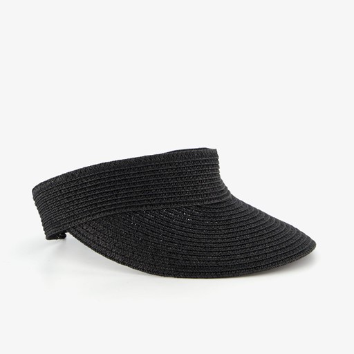 Dames stro zonneklep zwart