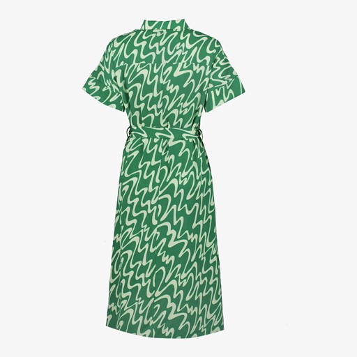 Lange dames blousejurk groen met print