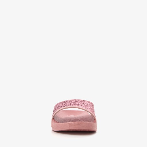 Meisjes badslippers roze met glitters