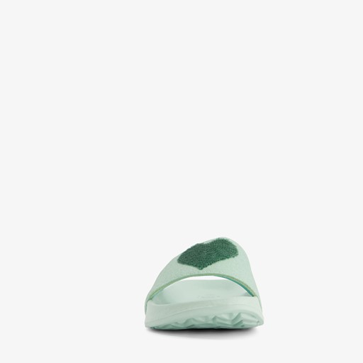 Meisjes badslippers met hartje mintgroen