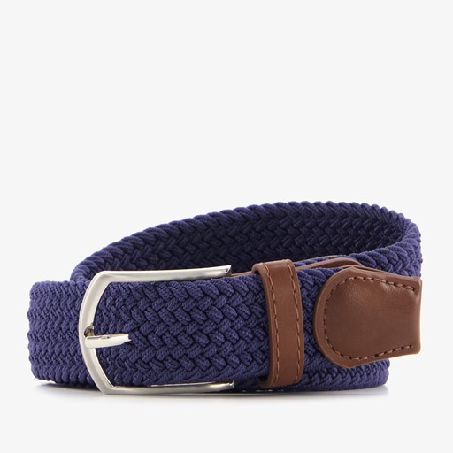 Gevlochten heren riem donkerblauw
