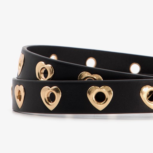 Meisjes riem zwart met hartjes