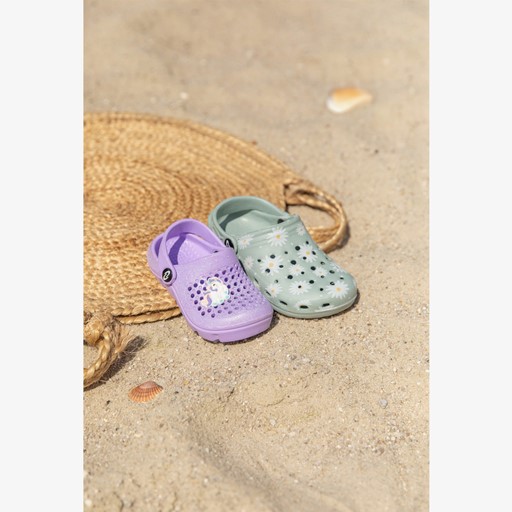 Kinder klompen paars met glitters en eenhoorn