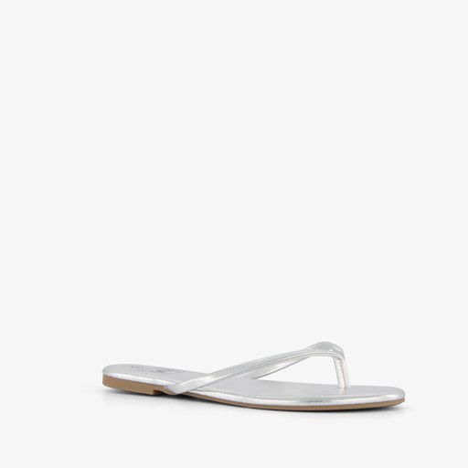 Dames teenslippers zilver