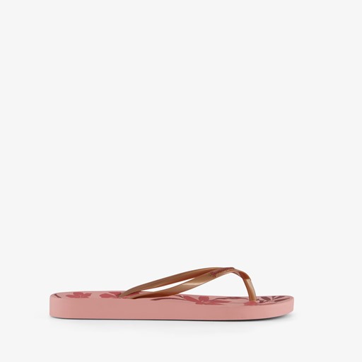 Dames teenslippers bloemenprint roze