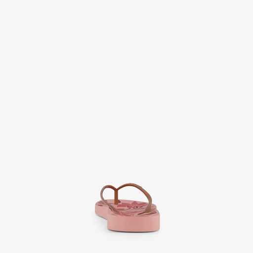 Dames teenslippers bloemenprint roze