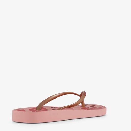 Dames teenslippers bloemenprint roze