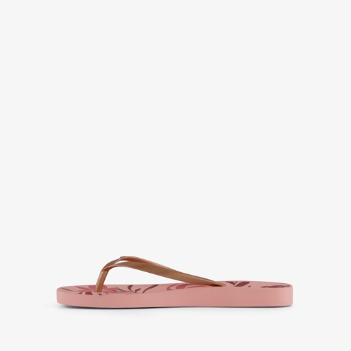 Dames teenslippers bloemenprint roze