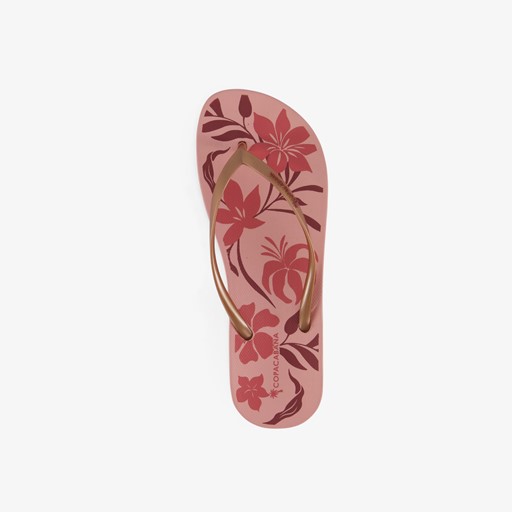 Dames teenslippers bloemenprint roze