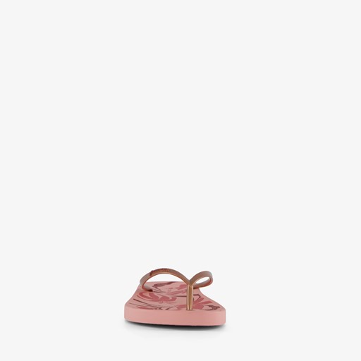 Dames teenslippers bloemenprint roze