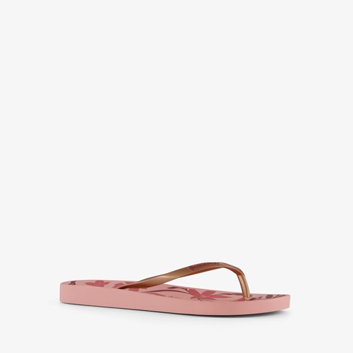 Dames teenslippers bloemenprint roze