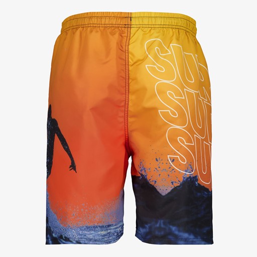 Heren zwemshort met surf print oranje