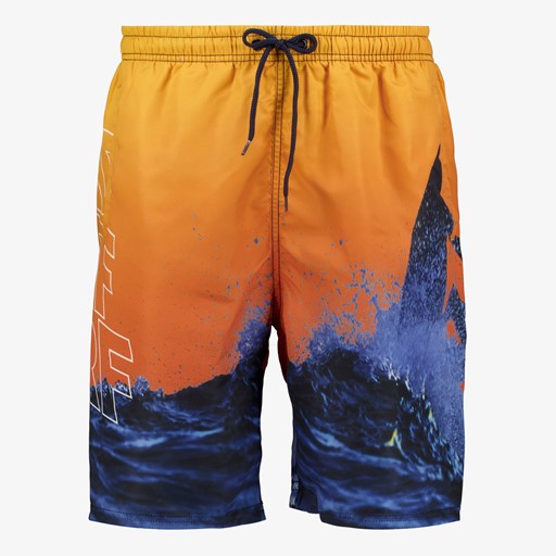 Heren zwemshort met surf print oranje