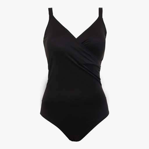 Voorgevormd dames badpak met overslag zwart