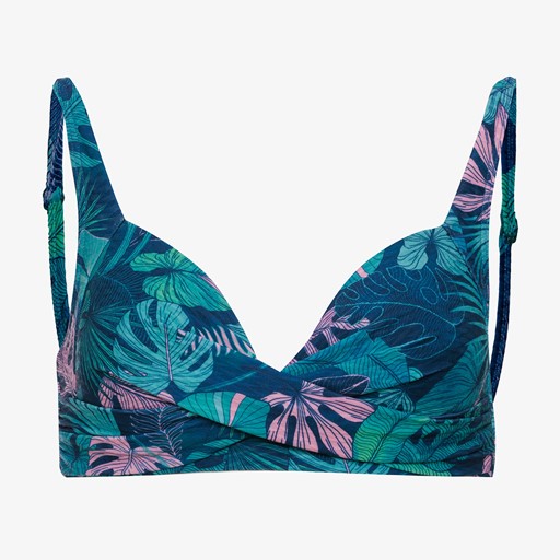Voorgevormde dames bikinitop print blauw