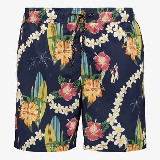 Heren zwemshort met bloemenprint blauw