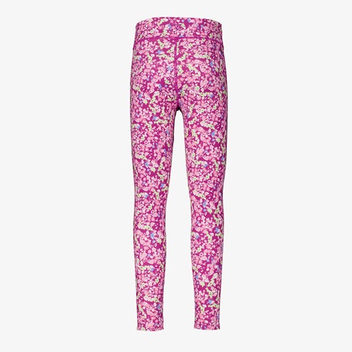 Meisjes sportlegging bloemenprint roze