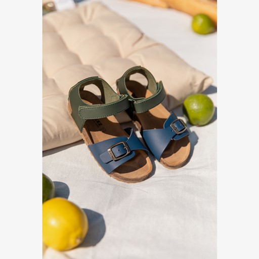 Leren jongens sandalen blauw groen