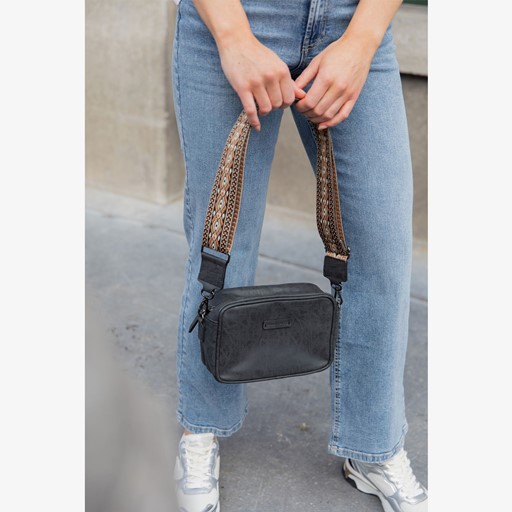 Tas zwart met print schouderhengsel