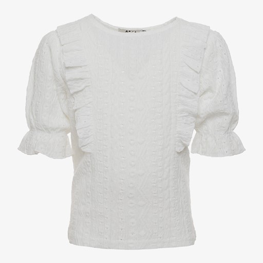 Meisjes top wit met ruches