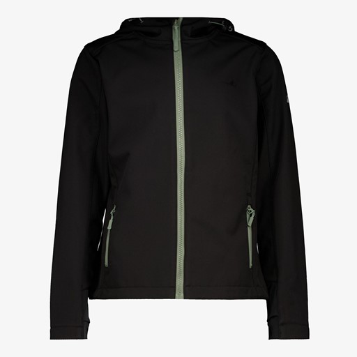 Kinder softshell jas zwart groen