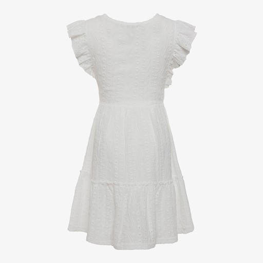 Meisjes crinkle jurk met ruches wit