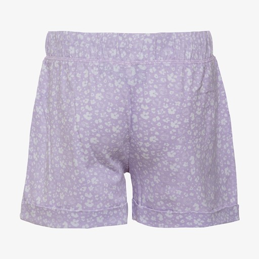 Meisjes short met bloemetjes lila