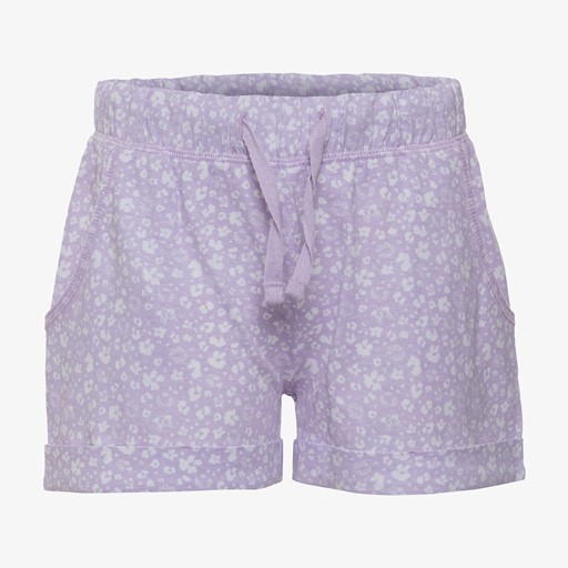 Meisjes short met bloemetjes lila