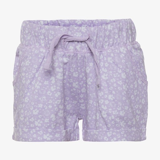 Meisjes short met bloemetjes lila