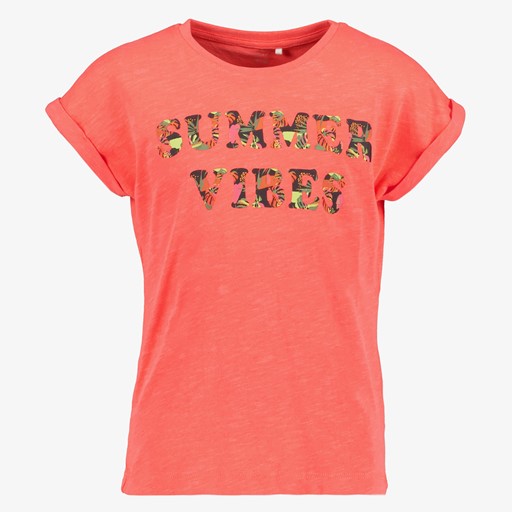 Name It meisjes T-shirt met opdruk koraal roze